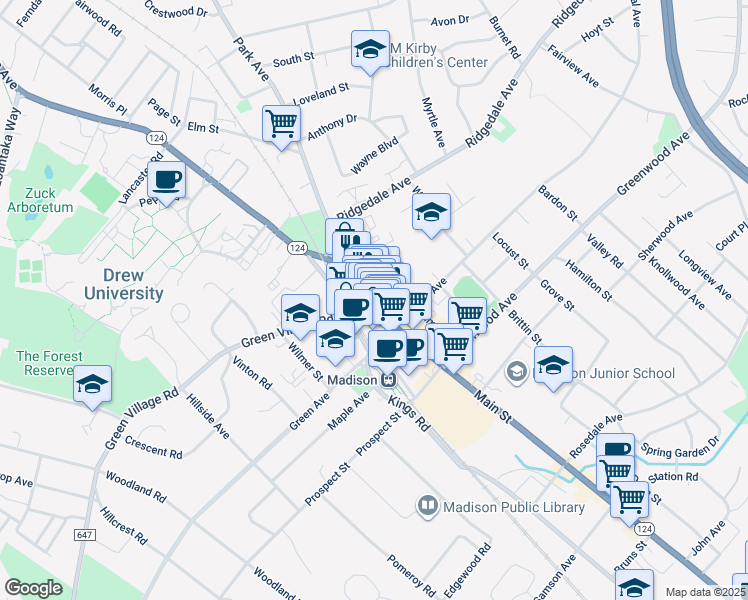 map of restaurants, bars, coffee shops, grocery stores, and more near in Madison