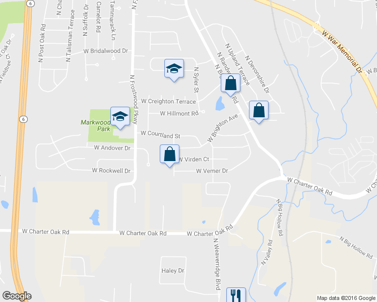 map of restaurants, bars, coffee shops, grocery stores, and more near 4018 West Brighton Avenue in Peoria