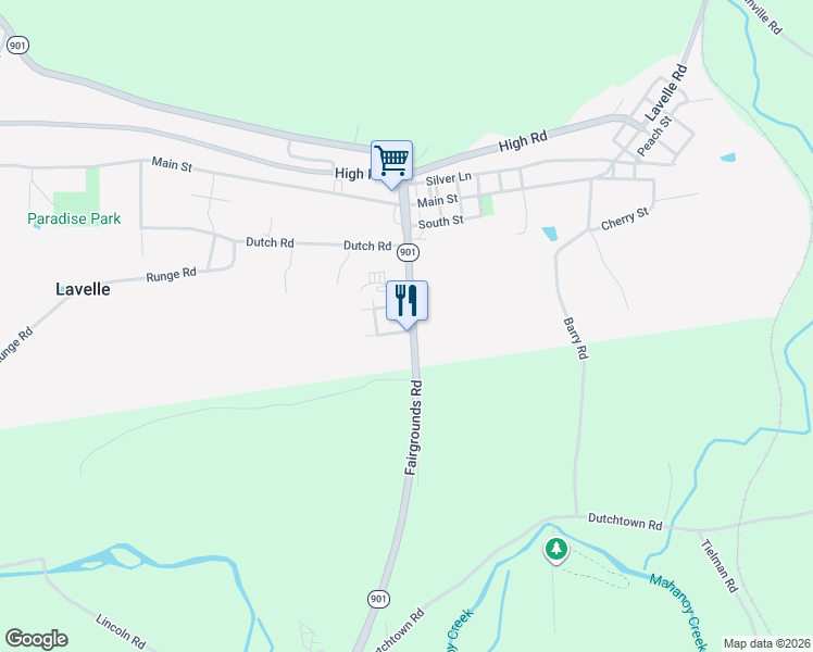 map of restaurants, bars, coffee shops, grocery stores, and more near 2857 Fairgrounds Road in Ashland