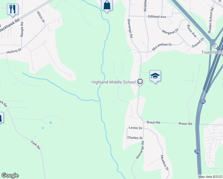 map of restaurants, bars, coffee shops, grocery stores, and more near 133 Chestnut Ridge Drive in Beaver Falls