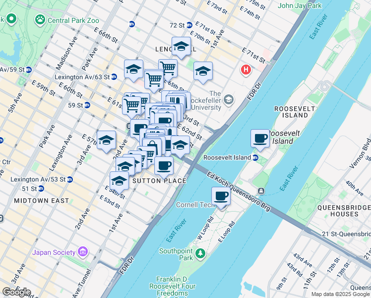 map of restaurants, bars, coffee shops, grocery stores, and more near in New York