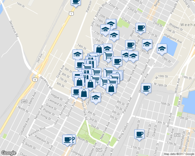 map of restaurants, bars, coffee shops, grocery stores, and more near 708 10th Street in Union City