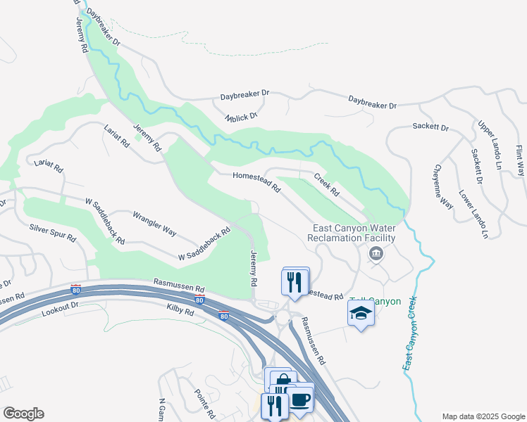 map of restaurants, bars, coffee shops, grocery stores, and more near 3294 Lower Saddleback Road in Park City