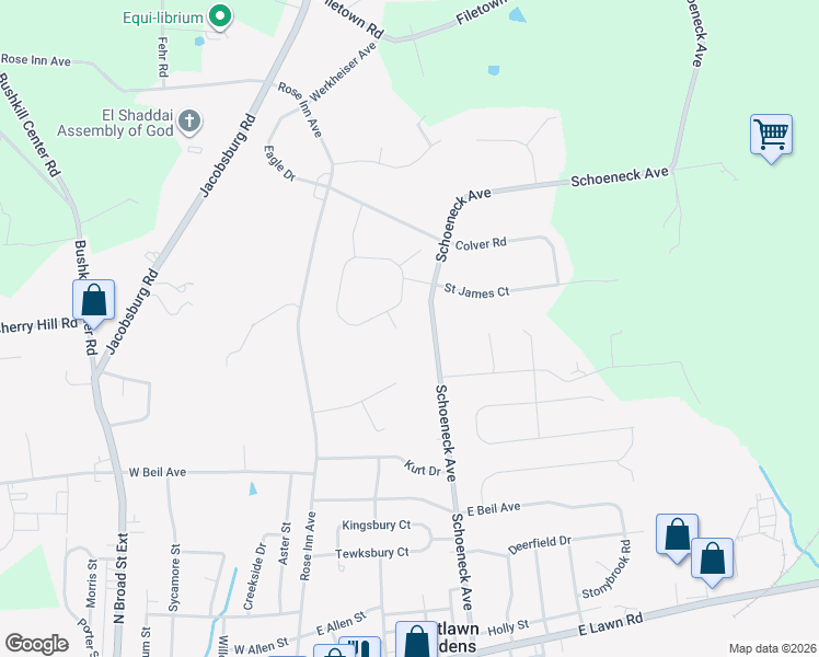 map of restaurants, bars, coffee shops, grocery stores, and more near 202 Chris Court in Nazareth