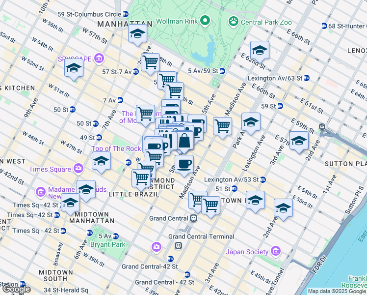 map of restaurants, bars, coffee shops, grocery stores, and more near in New York