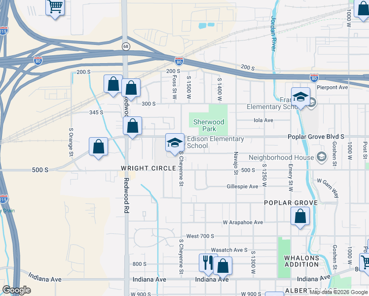 map of restaurants, bars, coffee shops, grocery stores, and more near 453 South Cheyenne Street in Salt Lake City