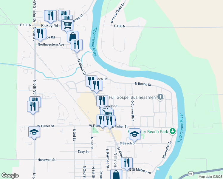 map of restaurants, bars, coffee shops, grocery stores, and more near 1100-1140 Arbor Ct in Monticello