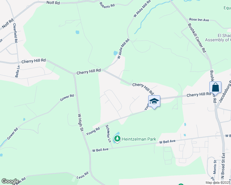 map of restaurants, bars, coffee shops, grocery stores, and more near 466 Jill Drive in Nazareth