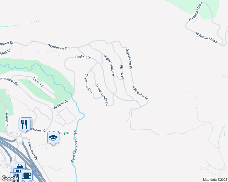 map of restaurants, bars, coffee shops, grocery stores, and more near 8850 Upper Lando Ln in Park City