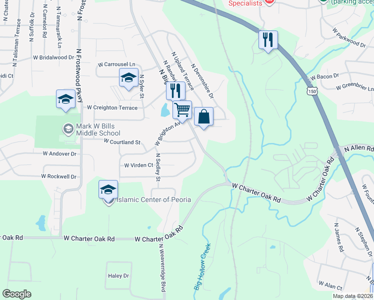 map of restaurants, bars, coffee shops, grocery stores, and more near 3712 West Carmel Avenue in Peoria