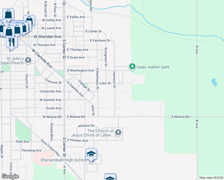 map of restaurants, bars, coffee shops, grocery stores, and more near 501-511 Mcconkey Drive in Shenandoah