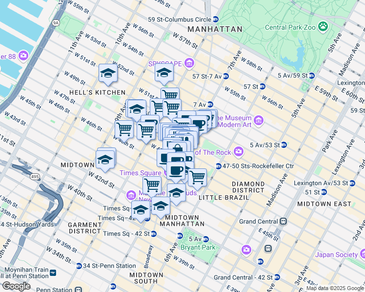 map of restaurants, bars, coffee shops, grocery stores, and more near in 