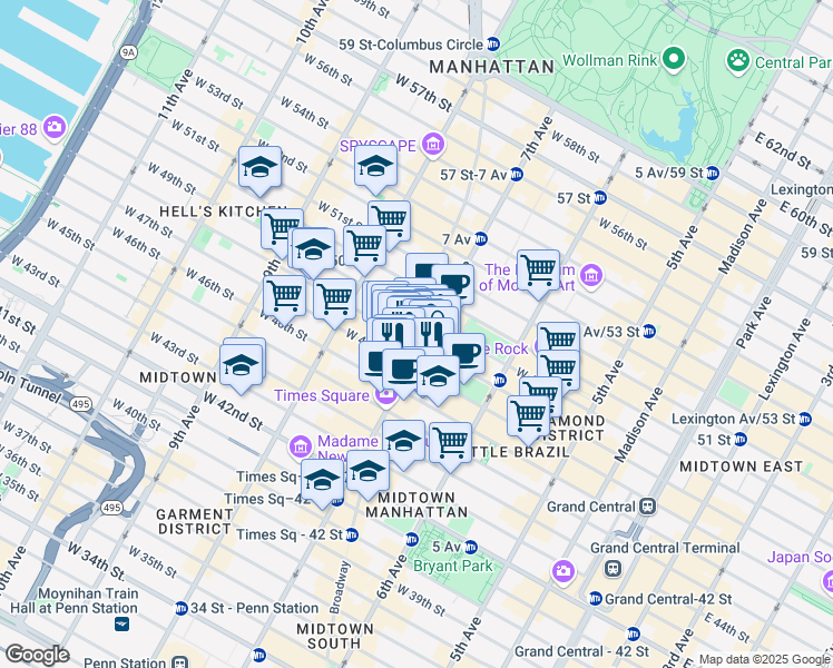 map of restaurants, bars, coffee shops, grocery stores, and more near in 