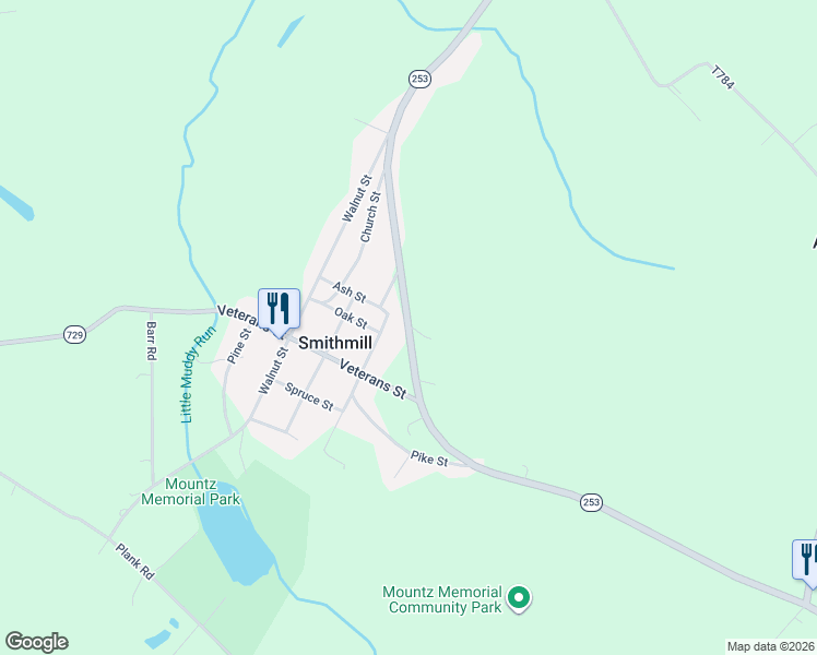 map of restaurants, bars, coffee shops, grocery stores, and more near 1486 Viola Pike in Smithmill