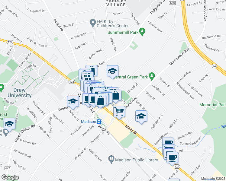 map of restaurants, bars, coffee shops, grocery stores, and more near 50 Central Avenue in Madison