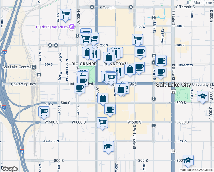 map of restaurants, bars, coffee shops, grocery stores, and more near 254 U.S. 89 in Salt Lake City