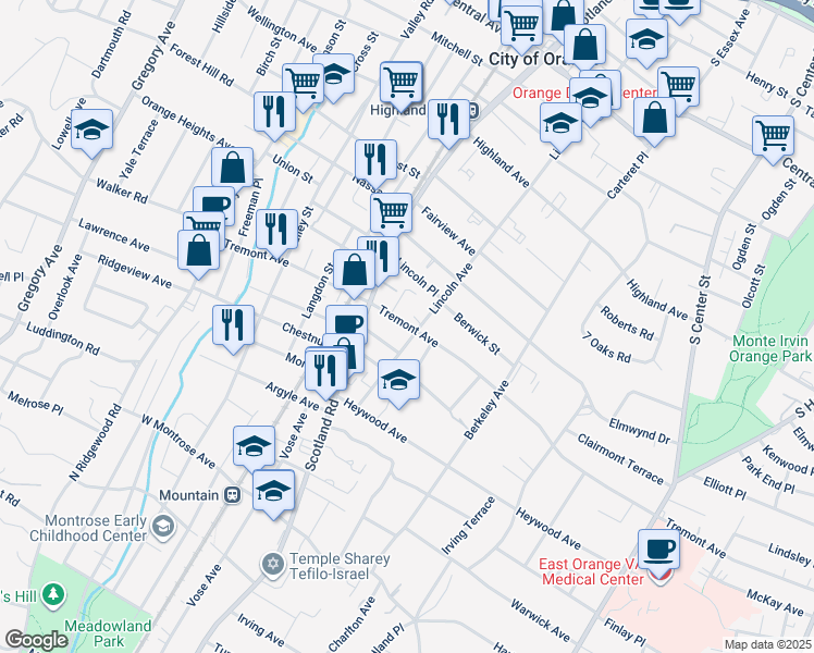 map of restaurants, bars, coffee shops, grocery stores, and more near 561 Lincoln Avenue in City of Orange