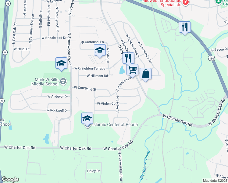 map of restaurants, bars, coffee shops, grocery stores, and more near 3827 West Brighton Avenue in Peoria
