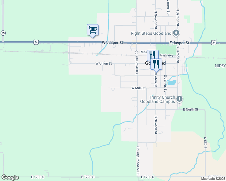 map of restaurants, bars, coffee shops, grocery stores, and more near 324 West Mill Street in Goodland