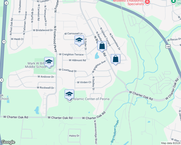 map of restaurants, bars, coffee shops, grocery stores, and more near 3827 West Brighton Avenue in Peoria