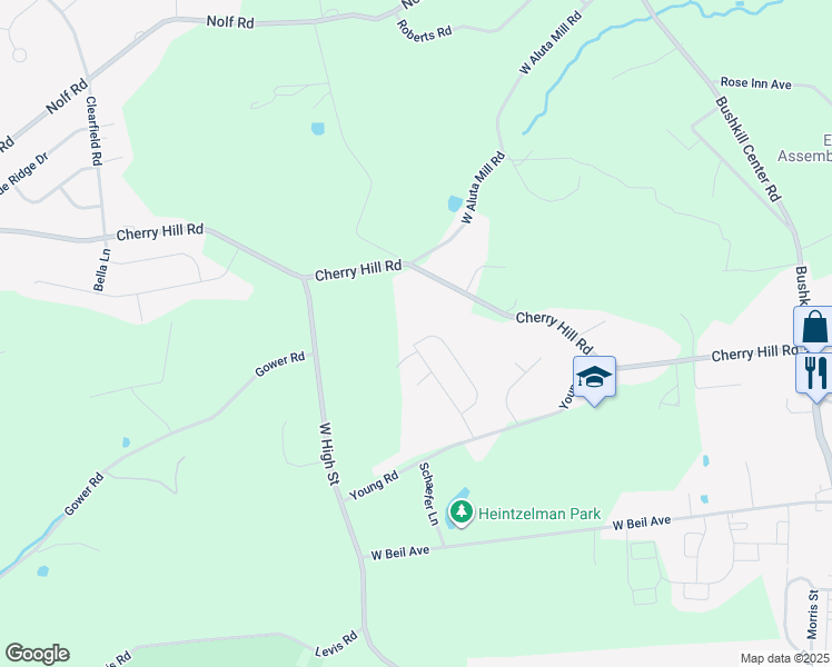 map of restaurants, bars, coffee shops, grocery stores, and more near 482 Jill Drive in Nazareth