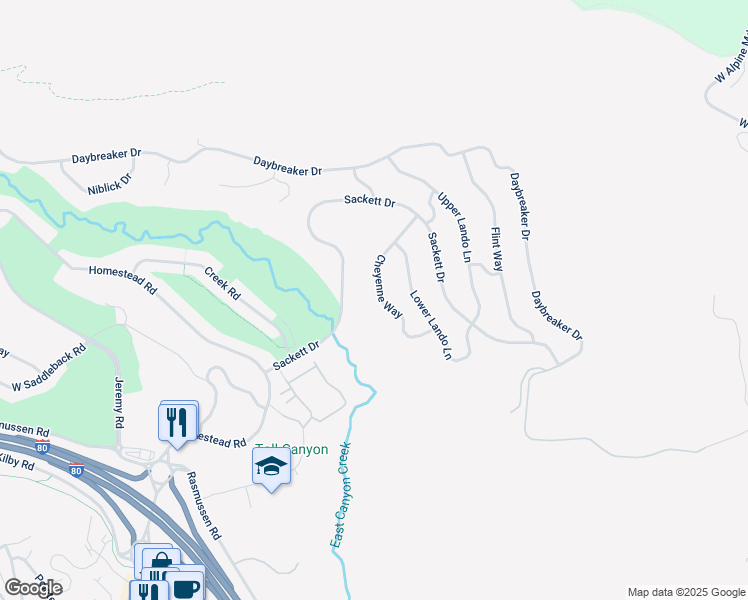 map of restaurants, bars, coffee shops, grocery stores, and more near 8938 Cheyenne Way in Park City