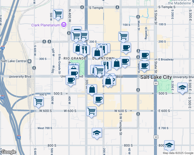 map of restaurants, bars, coffee shops, grocery stores, and more near 254 U.S. 89 in Salt Lake City