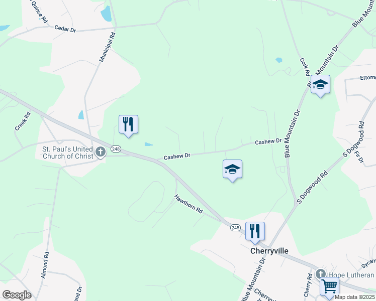 map of restaurants, bars, coffee shops, grocery stores, and more near 4276 Cashew Dr in Walnutport