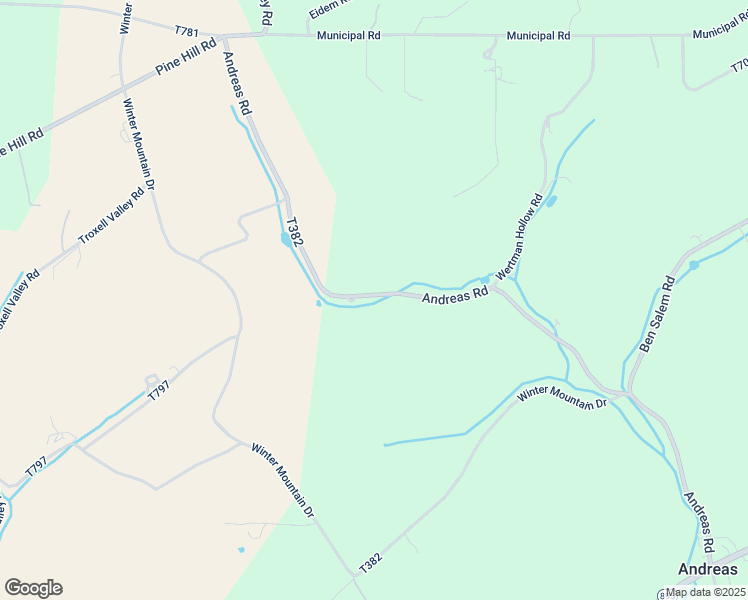 map of restaurants, bars, coffee shops, grocery stores, and more near 201 Andreas Road in Andreas