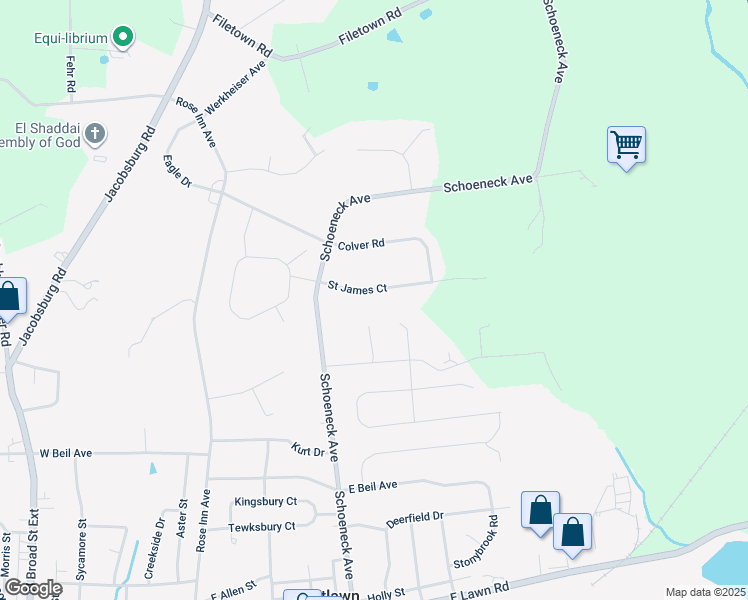 map of restaurants, bars, coffee shops, grocery stores, and more near 426 Saint James Court in Nazareth