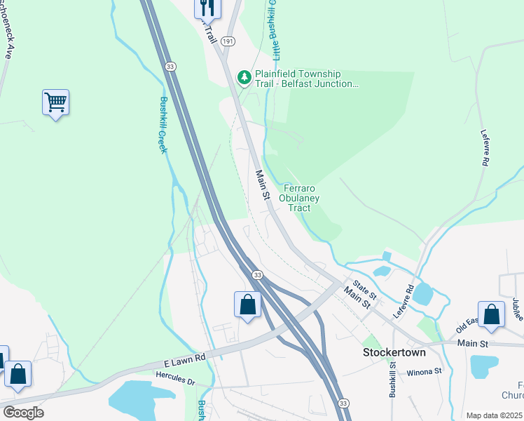 map of restaurants, bars, coffee shops, grocery stores, and more near 600 Main St in Easton