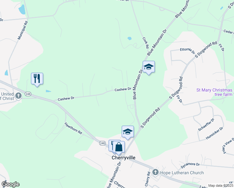 map of restaurants, bars, coffee shops, grocery stores, and more near 4194 Cashew Drive in Walnutport
