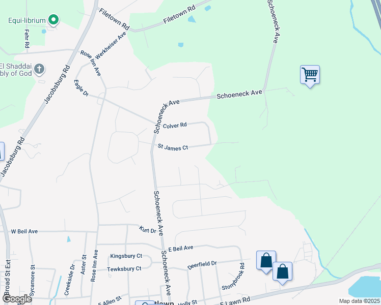 map of restaurants, bars, coffee shops, grocery stores, and more near 432 Saint James Court in Nazareth