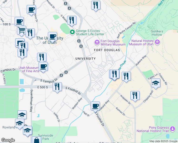 map of restaurants, bars, coffee shops, grocery stores, and more near in Salt Lake City