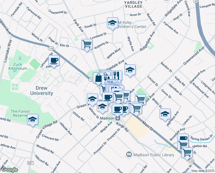 map of restaurants, bars, coffee shops, grocery stores, and more near 35 Community Place in Madison