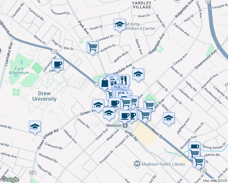 map of restaurants, bars, coffee shops, grocery stores, and more near 35 Community Place in Madison