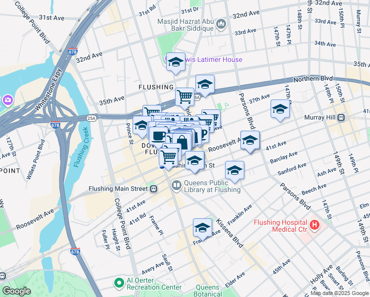 map of restaurants, bars, coffee shops, grocery stores, and more near 16 138th Street in Queens