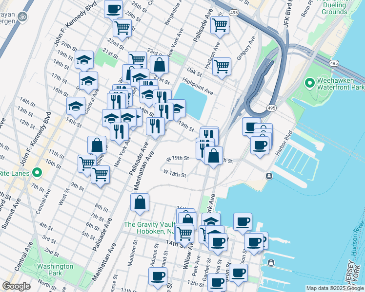 map of restaurants, bars, coffee shops, grocery stores, and more near 324 Mountain Road in Union City