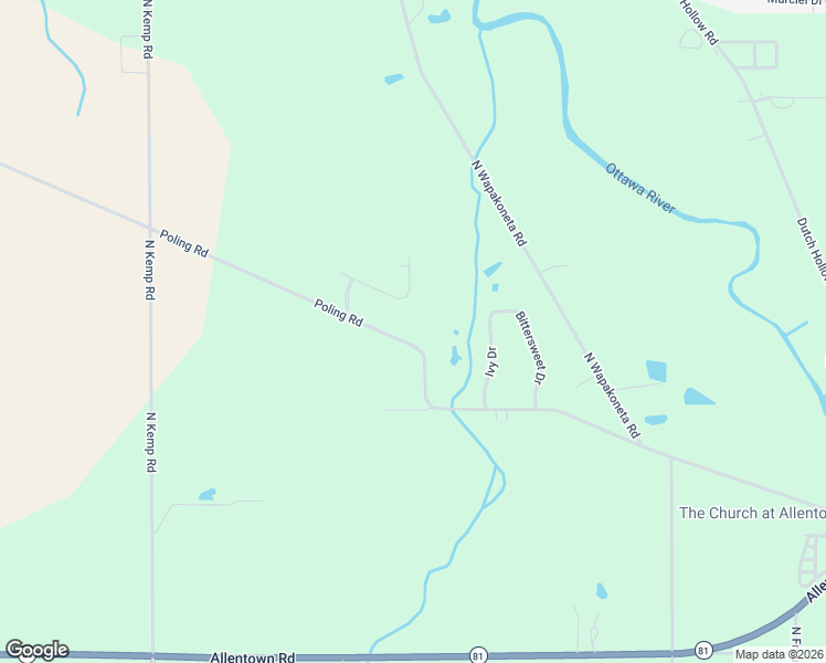map of restaurants, bars, coffee shops, grocery stores, and more near 5868 Poling Road in Elida