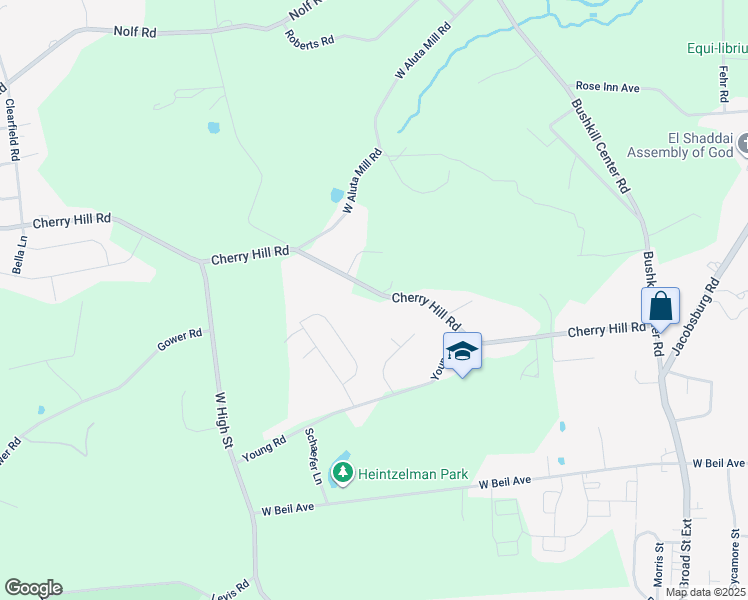 map of restaurants, bars, coffee shops, grocery stores, and more near 235 Cherry Hill Road in Nazareth