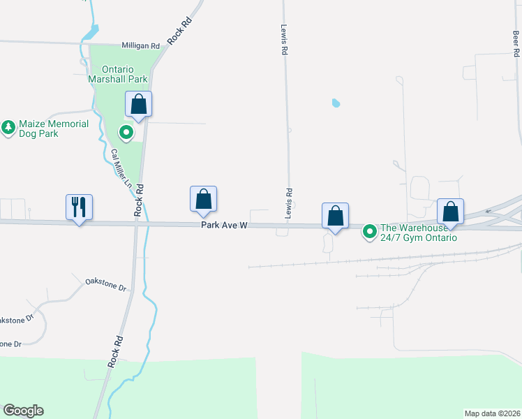 map of restaurants, bars, coffee shops, grocery stores, and more near 3001-3099 Erla Drive in Ontario