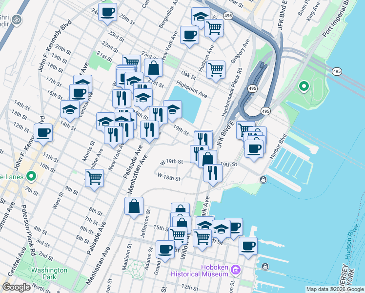 map of restaurants, bars, coffee shops, grocery stores, and more near in Union City