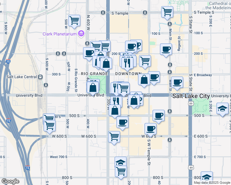 map of restaurants, bars, coffee shops, grocery stores, and more near 254 U.S. 89 in Salt Lake City