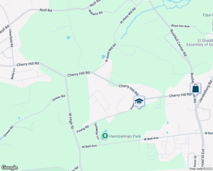 map of restaurants, bars, coffee shops, grocery stores, and more near 239 Cherry Hill Road in Nazareth