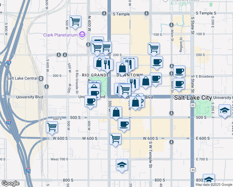 map of restaurants, bars, coffee shops, grocery stores, and more near 254 U.S. 89 in Salt Lake City
