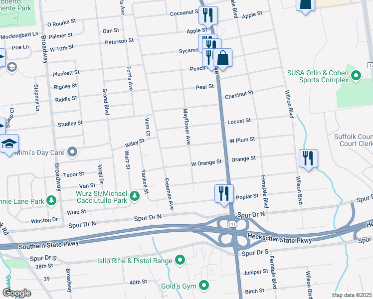 map of restaurants, bars, coffee shops, grocery stores, and more near 422 Mayflower Avenue in Brentwood