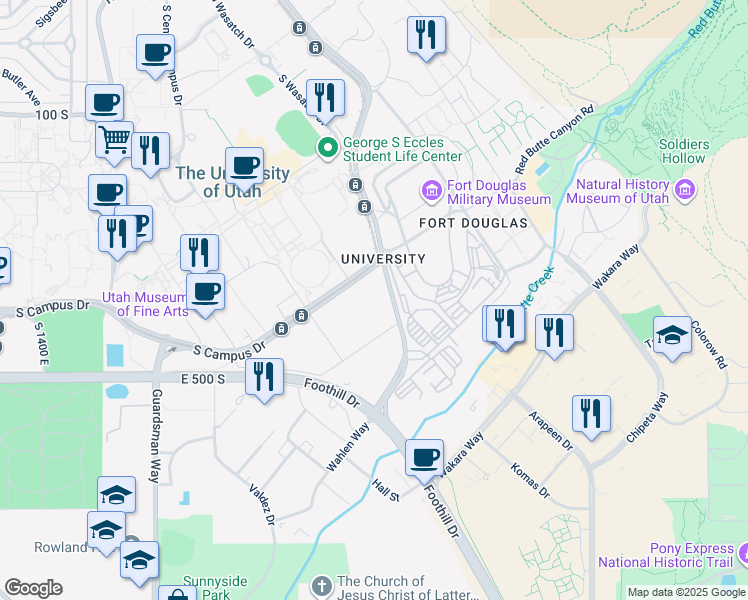 map of restaurants, bars, coffee shops, grocery stores, and more near in Salt Lake City
