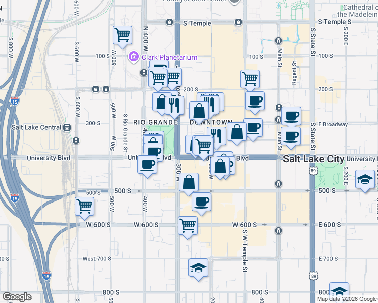 map of restaurants, bars, coffee shops, grocery stores, and more near 254 U.S. 89 in Salt Lake City