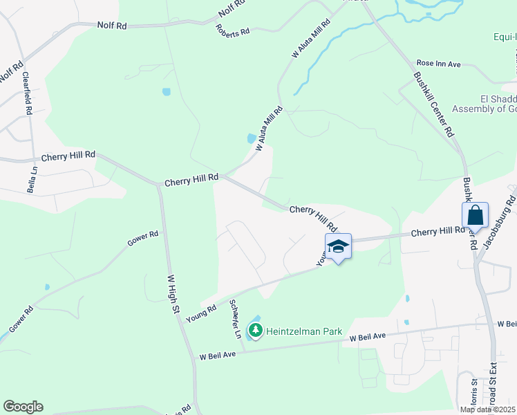 map of restaurants, bars, coffee shops, grocery stores, and more near 239 Cherry Hill Road in Nazareth