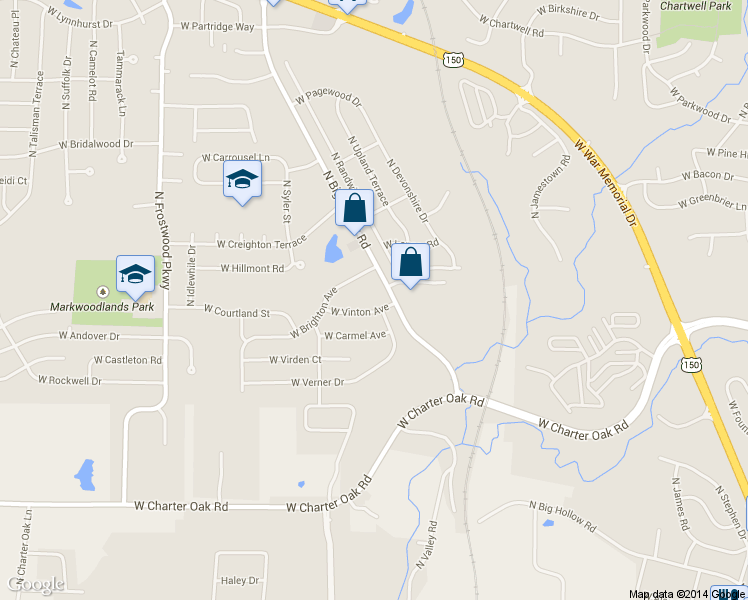 map of restaurants, bars, coffee shops, grocery stores, and more near 6007 North Big Hollow Road in Peoria